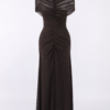 Draped Brown Mesh Cut Out A Line Maxi Dress 5