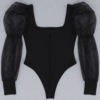 Long Sleeve Mesh Bodysuit Black
