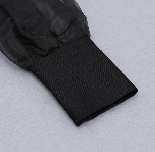 Long Sleeve Mesh Bodysuit Black