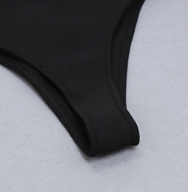 Long Sleeve Mesh Bodysuit Black