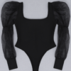 Long Sleeve Mesh Bodysuit Black