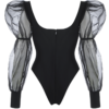 Long Sleeve Mesh Bodysuit Black