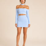 Light Blue Off-Shoulder Cutout Mini Dress for Women