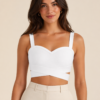 White Sweetheart Neck Wrap Crop Top for Women