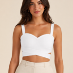 White Sweetheart Neck Wrap Crop Top for Women