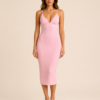 Pink Spaghetti Strap Midi Dress for Women