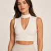 White Sleeveless Choker Neck Crop Top