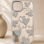 Cute Gray Heart Bow iPhone 12 Case
