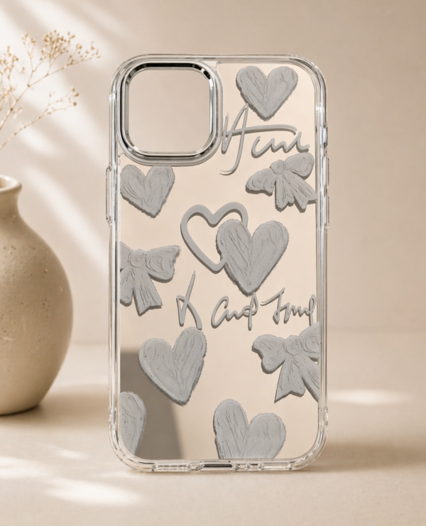 Cute Gray Heart Bow iPhone 12 Case