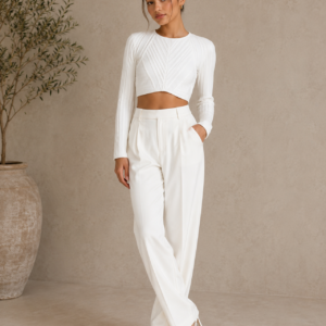 Ivory White Bandage Crop Top- Medium