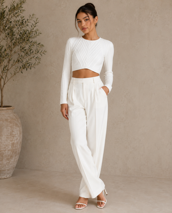 Ivory White Bandage Crop Top- Medium